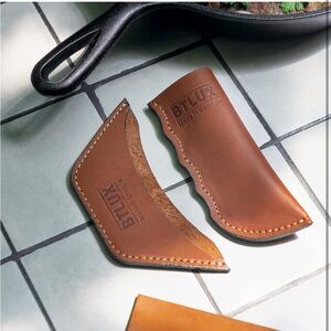 Lux Brown Leather Cast Iron Handle Sleeve - Set of 2